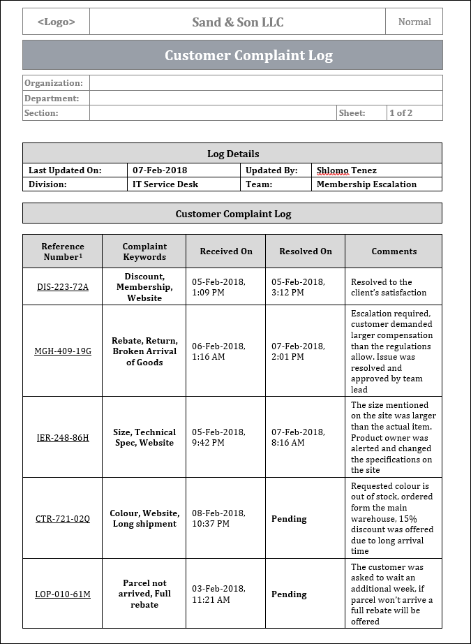 Customer Complaints Form customer-complaints-form