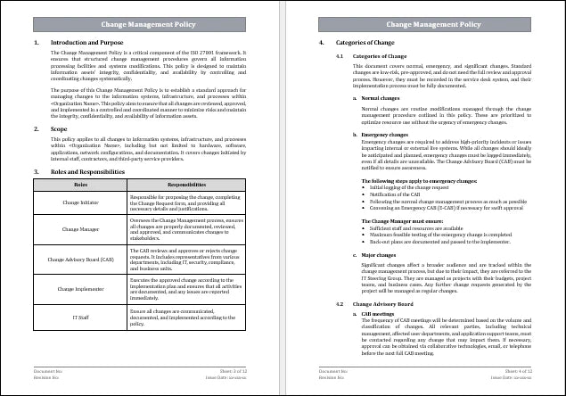ISO 27001 Change Management Policy Template – ISO Templates and ...