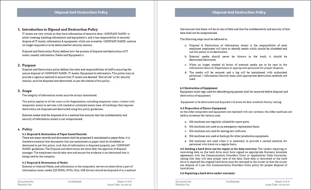 ISO 27001 Disposal And Destruction Policy Template Download – ISO ...