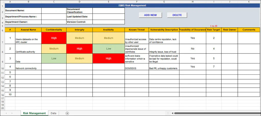 ISO 27001 Information Security Risk Management Excel Template – ISO ...