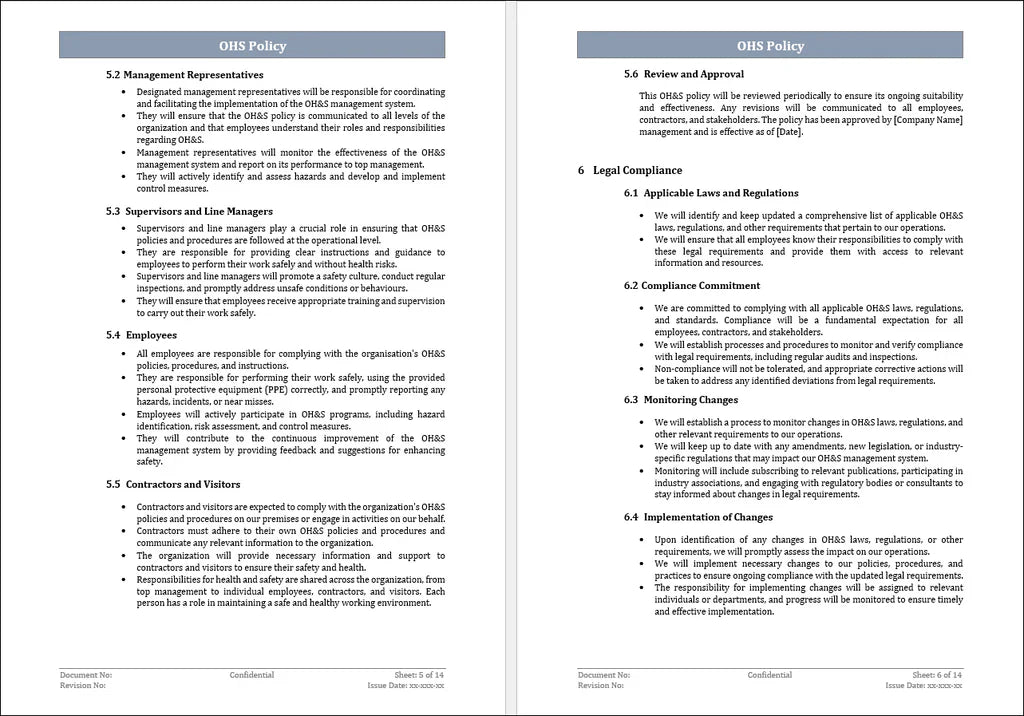 ISO 45001 Occupational Health and Safety (OHS) Policy Template – ISO ...