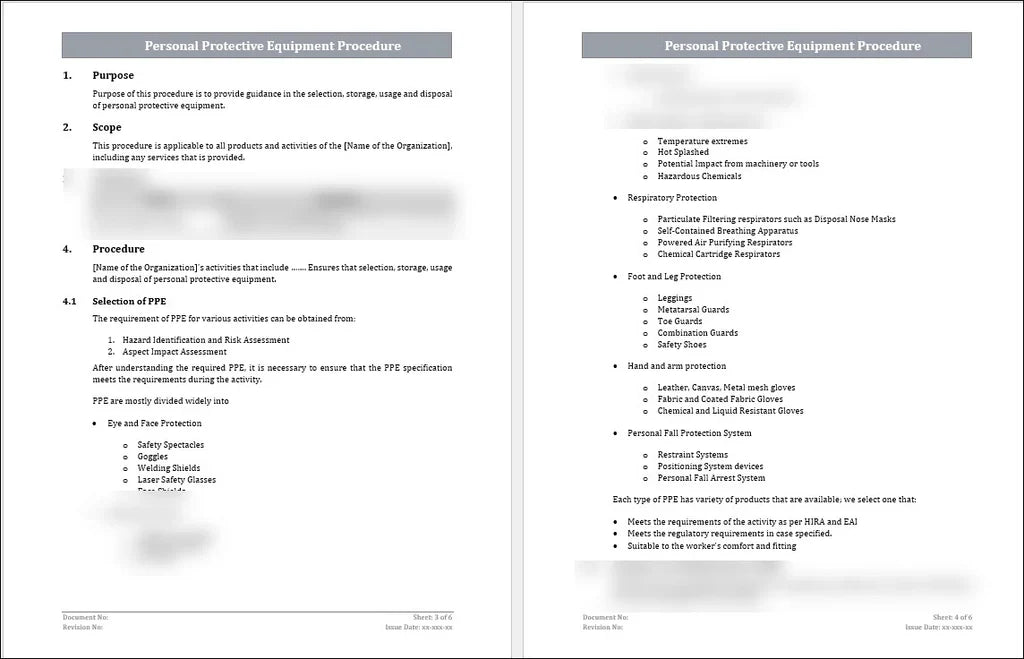 PPE Procedure Template – ISO Templates and Documents Download