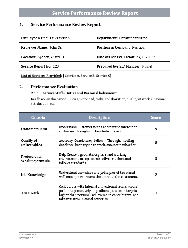 A Guide to Service Performance Review Report -ISO 20000 – ISO Templates ...