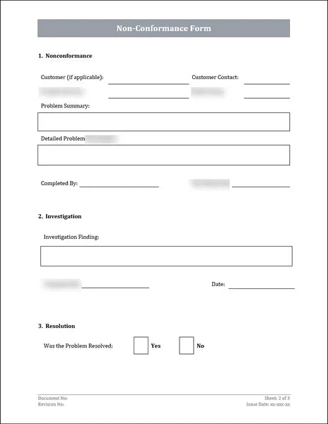 ISO 45001 Non-Conformance Form Template – ISO Templates and Documents ...