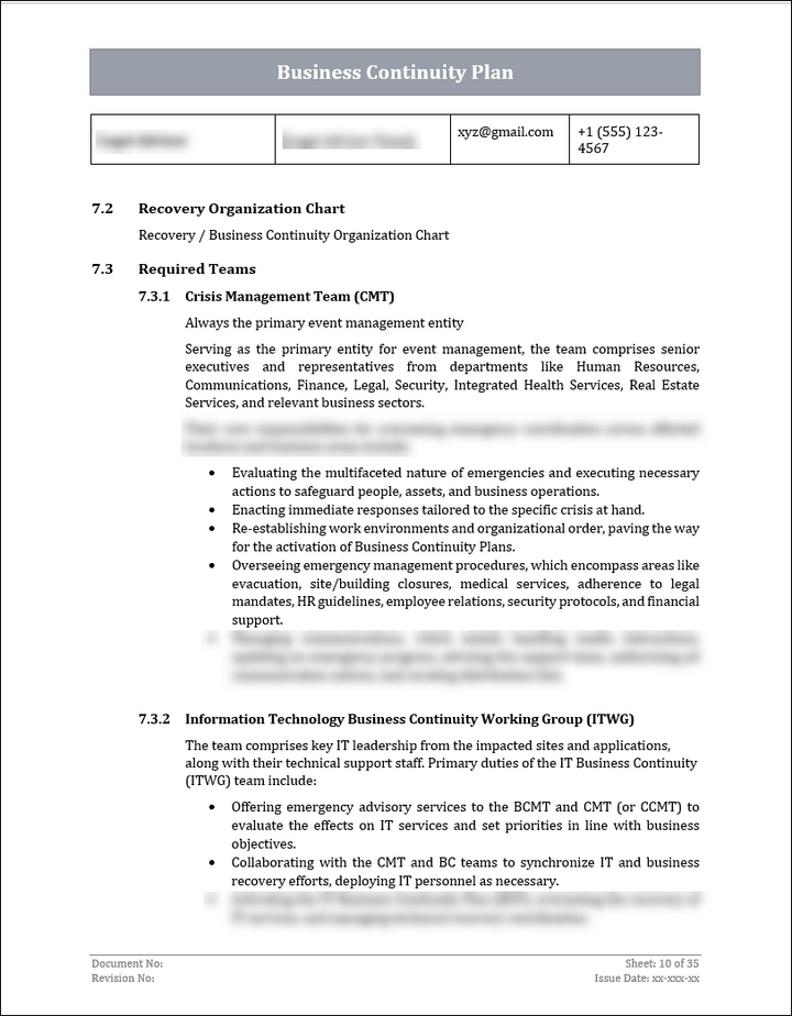 ISO 22301 Business Continuity Plan and Procedure Template