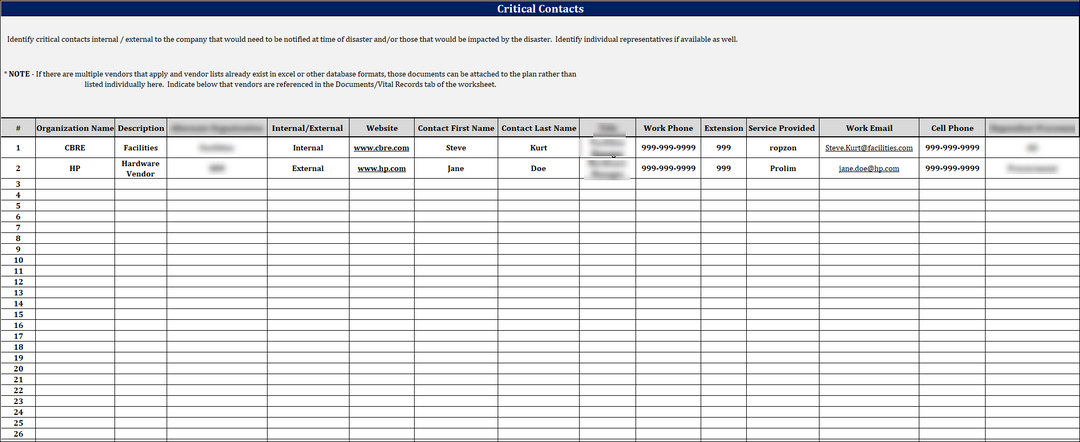 ISO 22301 Data Gathering Worksheet 