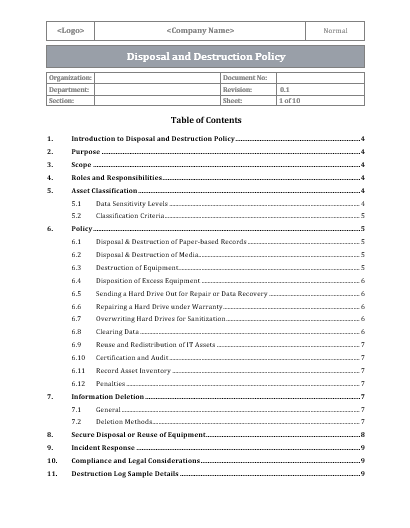 ISO 27001 Disposal And Destruction Policy