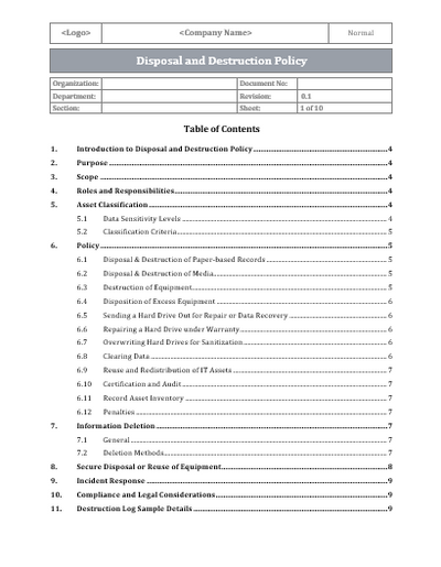 ISO 27001 Disposal And Destruction Policy