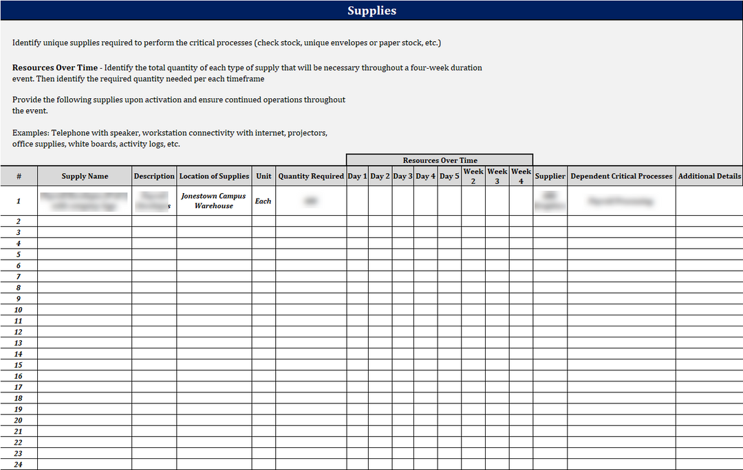 ISO 22301 Data Gathering Worksheet 