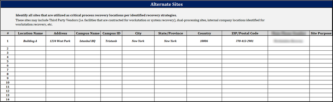 ISO 22301 Data Gathering Worksheet 