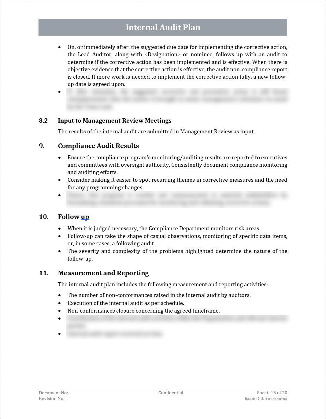 ISO 22301 Internal Audit Plan