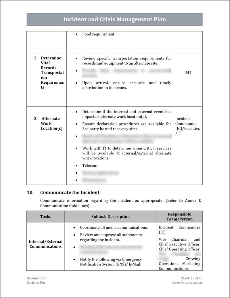 Iso 22301 Example ISO 22301 Incident Management Plan Template – ISO Templates and ...
