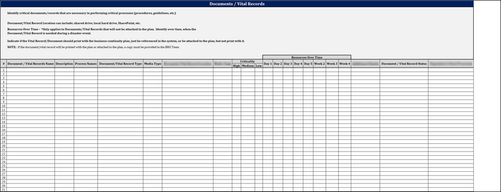 ISO 22301 Data Gathering Worksheet 