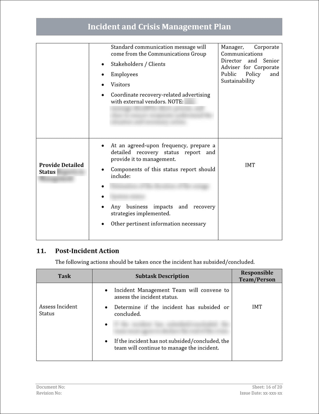 ISO 22301 Incident Management Plan