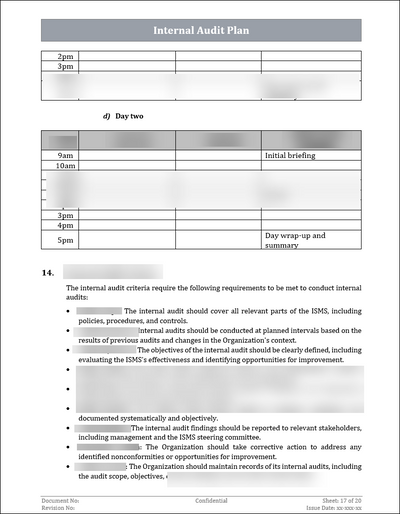 ISO 27001:2022 - Internal Audit Plan