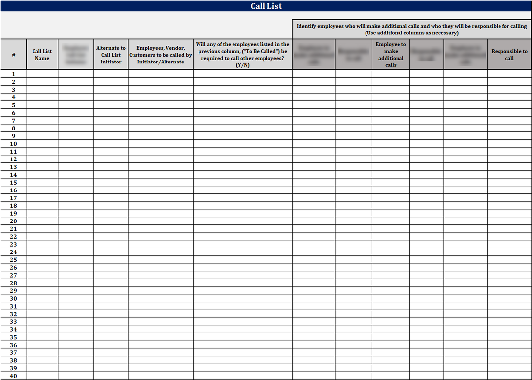 ISO 22301 Data Gathering Worksheet Template