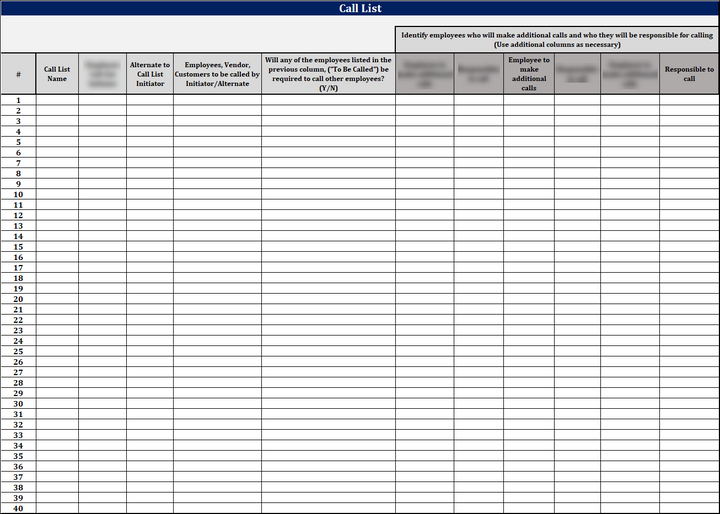 ISO 22301 Data Gathering Worksheet Template