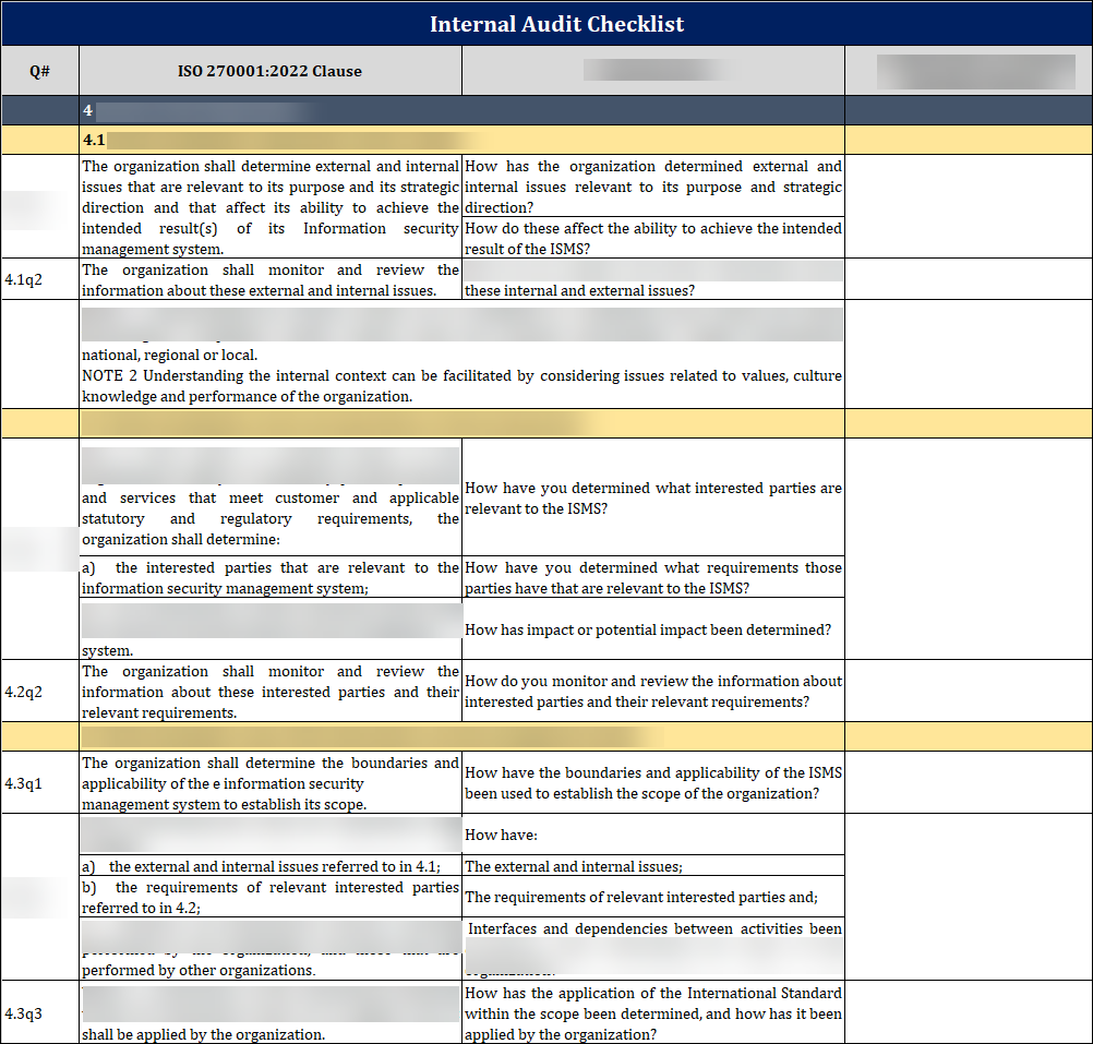 ISO 27001:2022-Internal Audit Checklist Excel