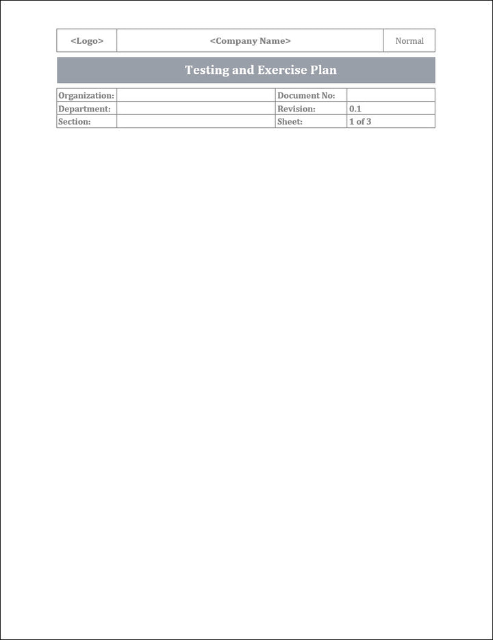 ISO 22301 Testing and Exercise Plan 