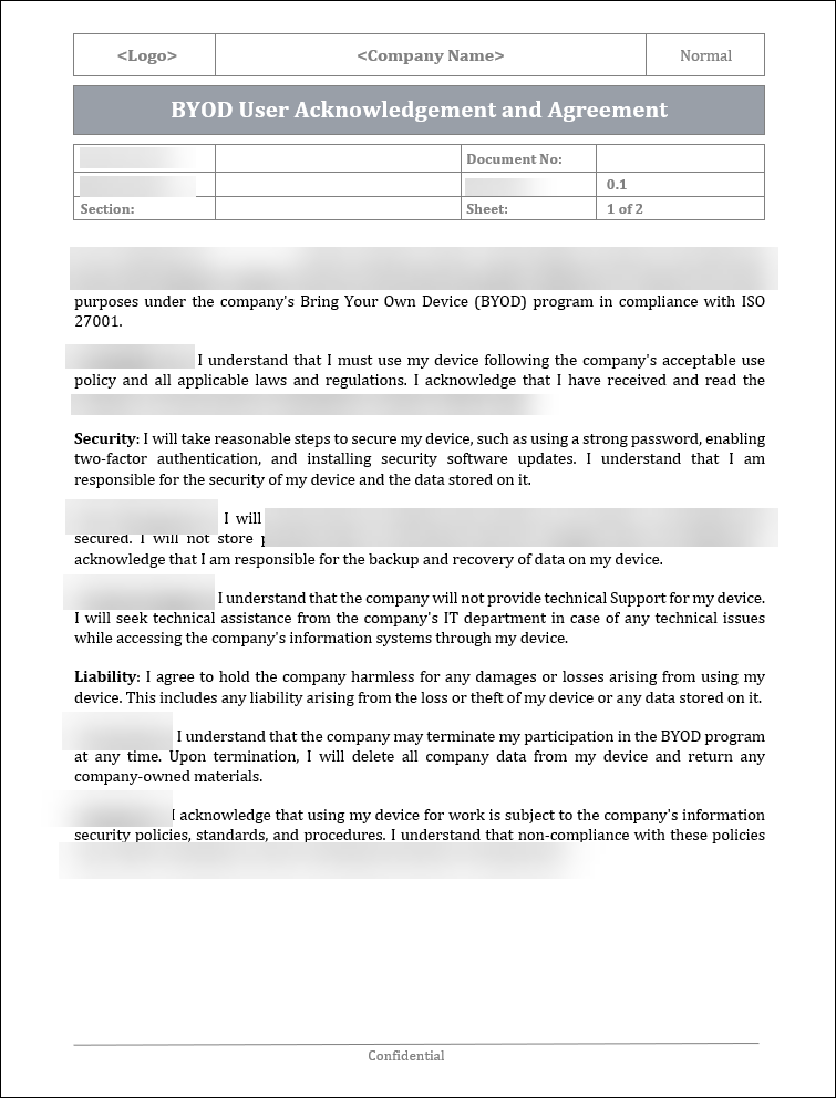 ISO 27001:2022-BYOD User Acknowledgement And Agreement 