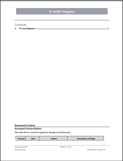 Example It Asset Register ISO 20000 IT Asset Register Template – ISO Templates and Documents Download
