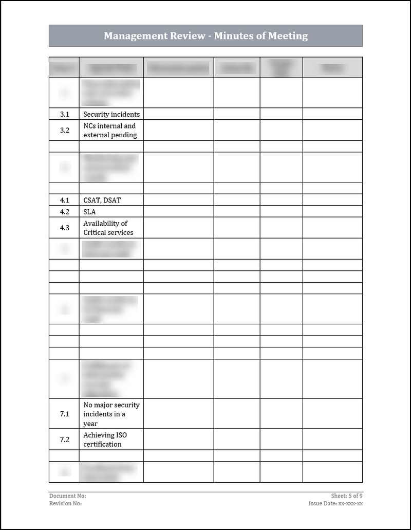 ISO 270012022Management Review Minutes of Meeting Template ISO