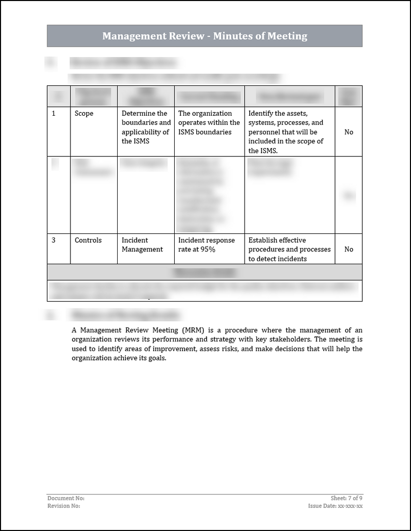 ISO 270012022Management Review Minutes of Meeting Template ISO
