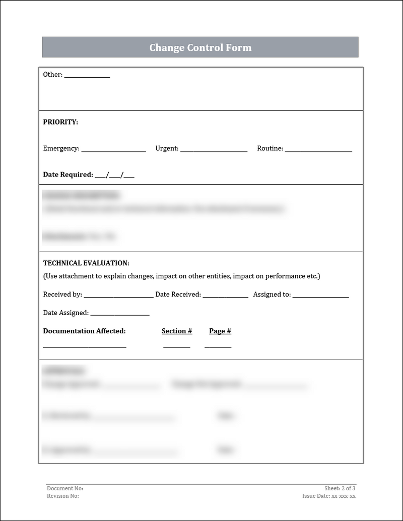 ISO 27001:2022-Change Control Form Template