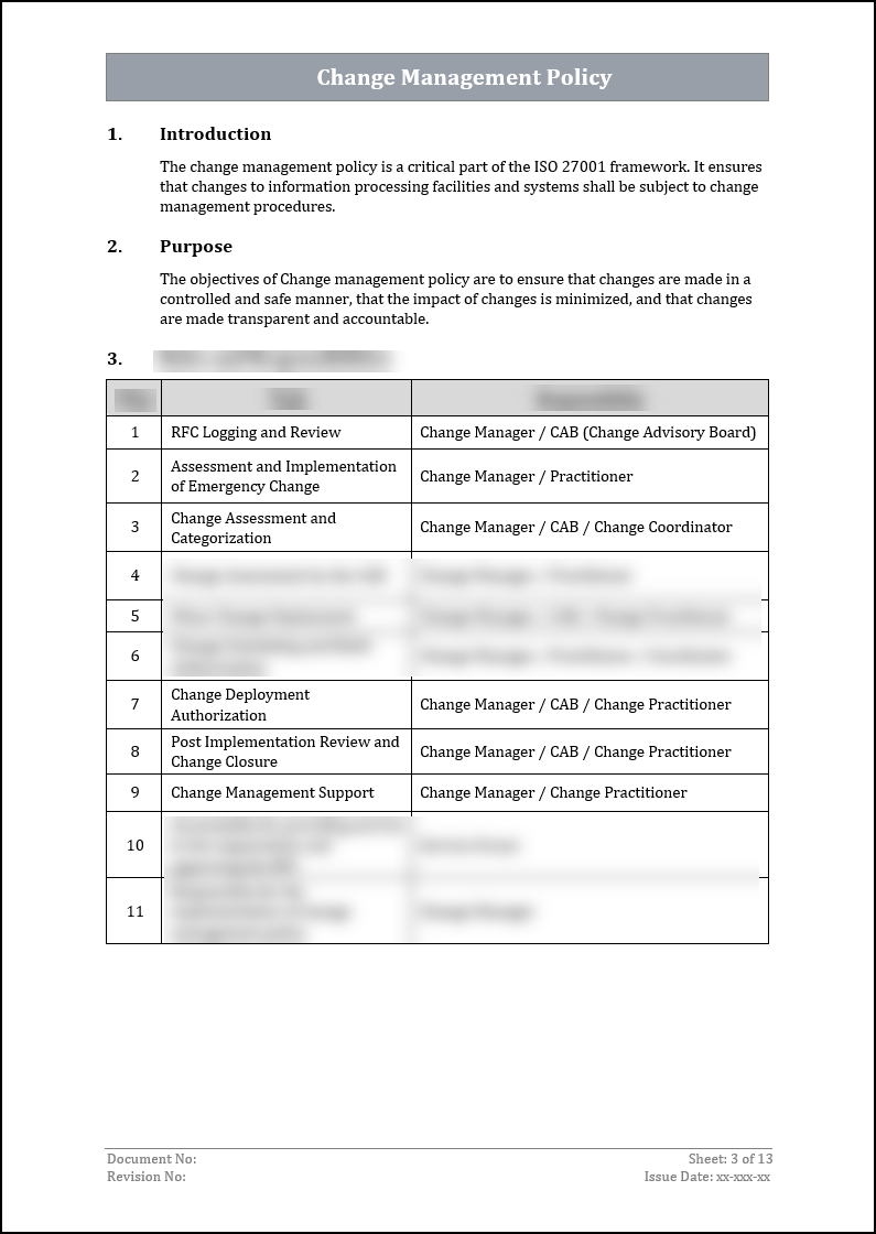 ISO 270012022Change Management Policy Template ISO Templates and