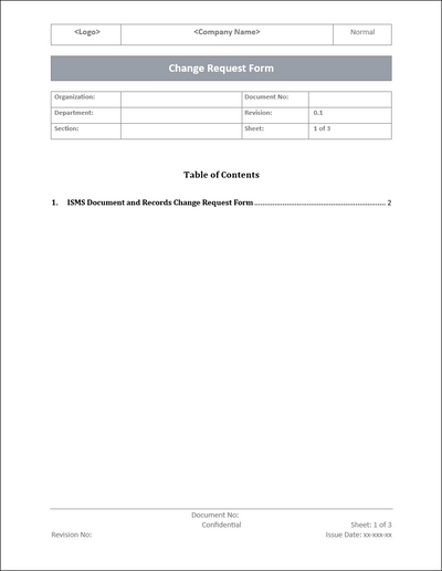 ISO 27001:2022 - Change Request Form Template
