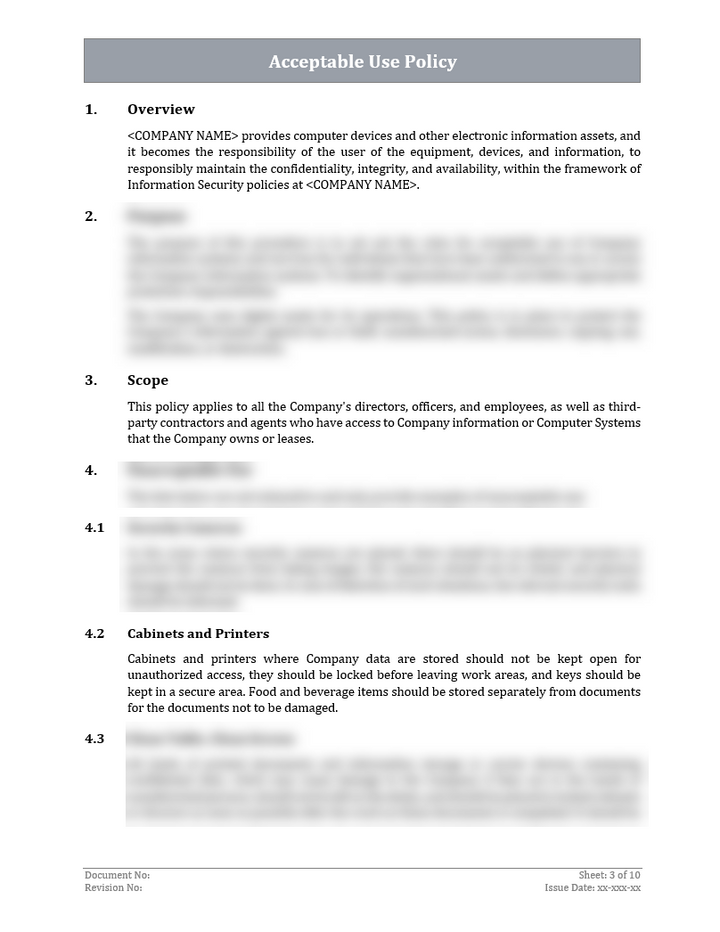 ISO 27001:2022 - Acceptable Use Policy Template