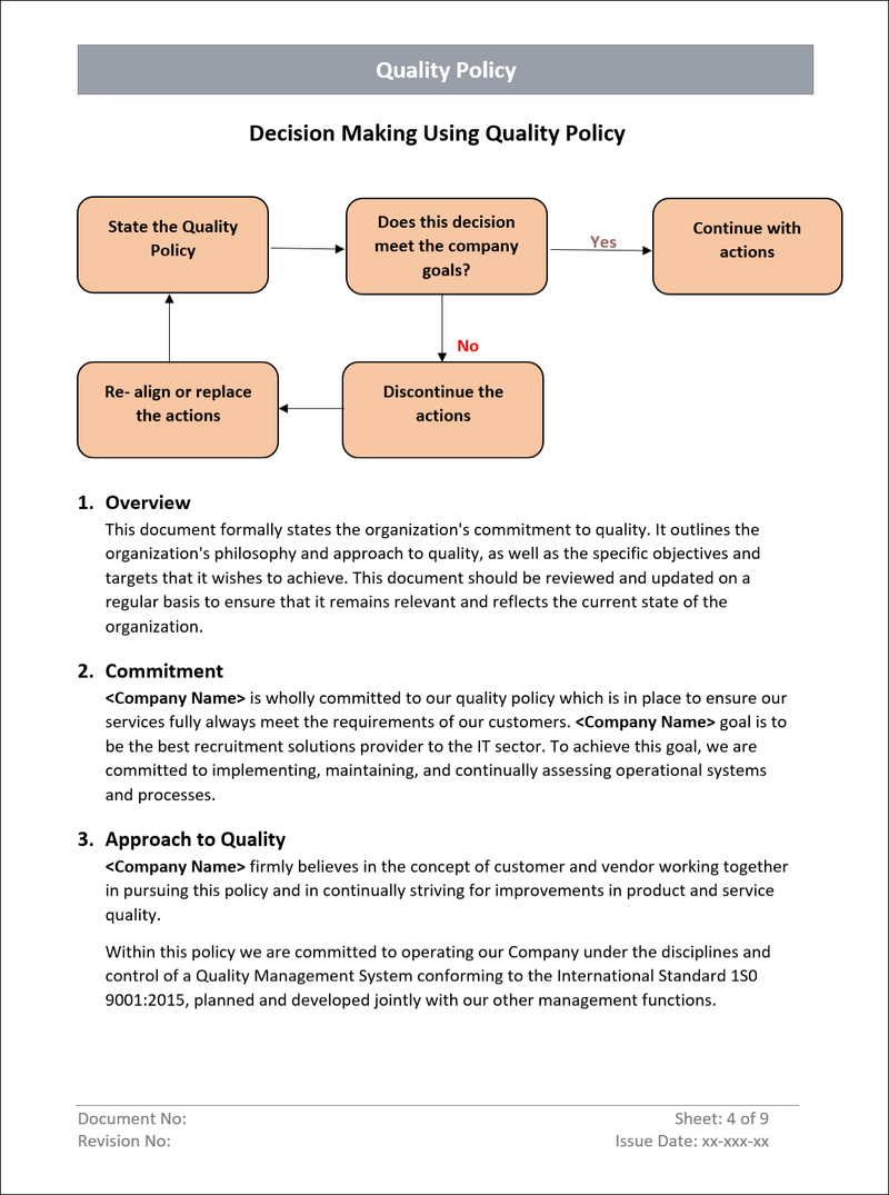 Sample Iso Policy Form ISO 9001 Free Download Page – ISO Templates and Documents Download