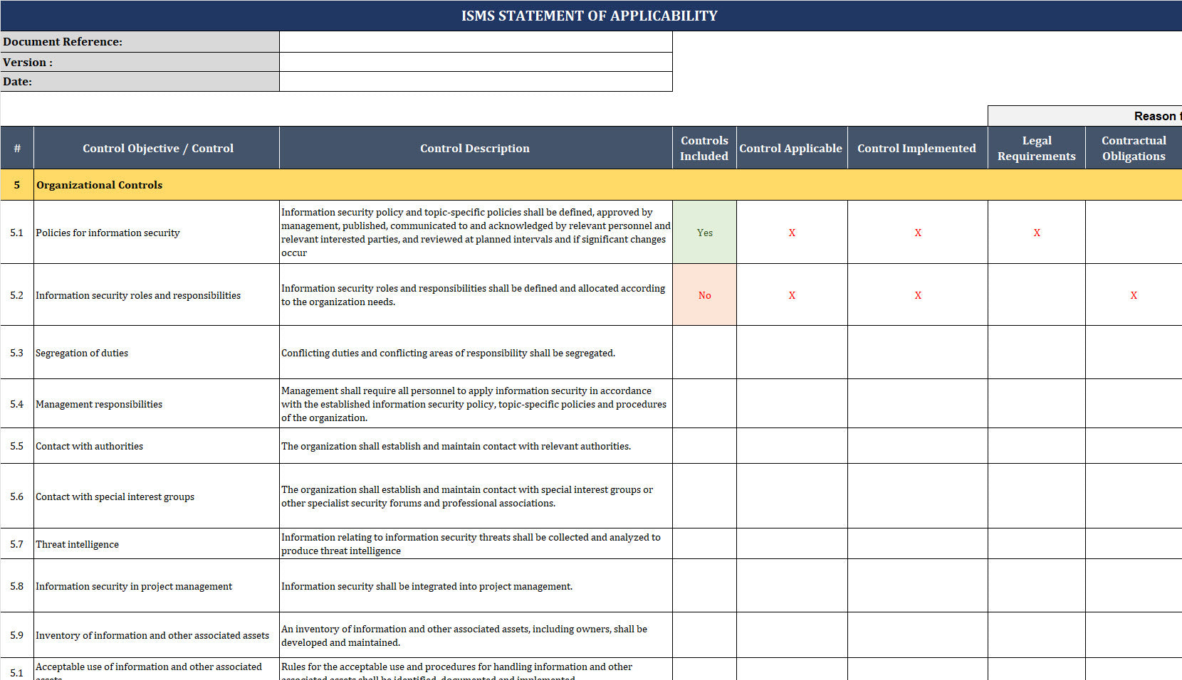 Statement Of Applicability
