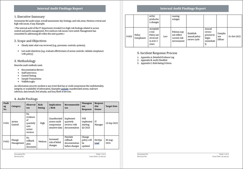 Internal Audit Findings Report