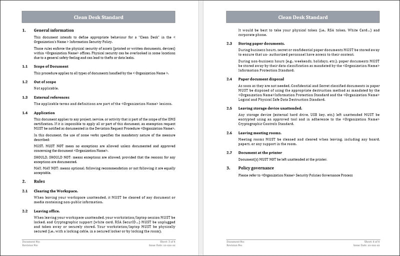 Clean Desk Standard Policy