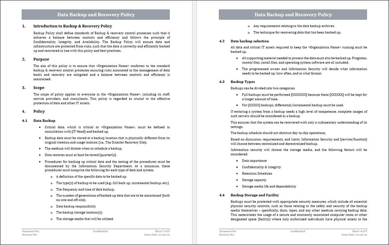 Data Backup And Recovery Policy