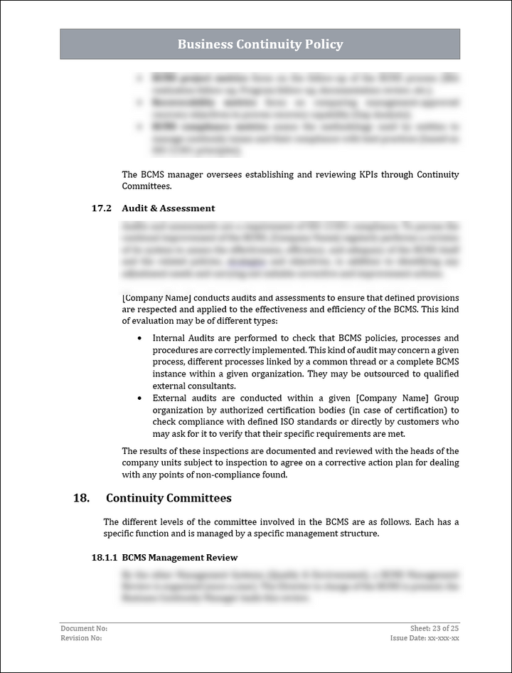 ISO 22301 BCMS Policy