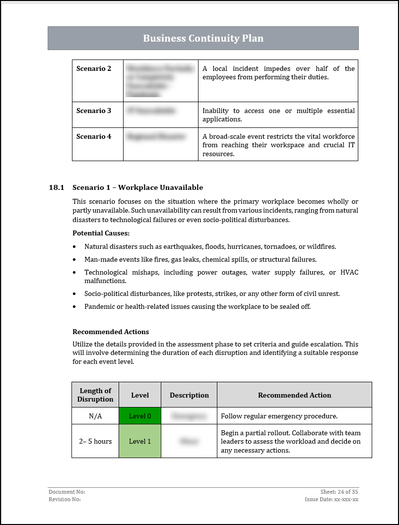 ISO 22301 Business Continuity Plan and Procedure Template