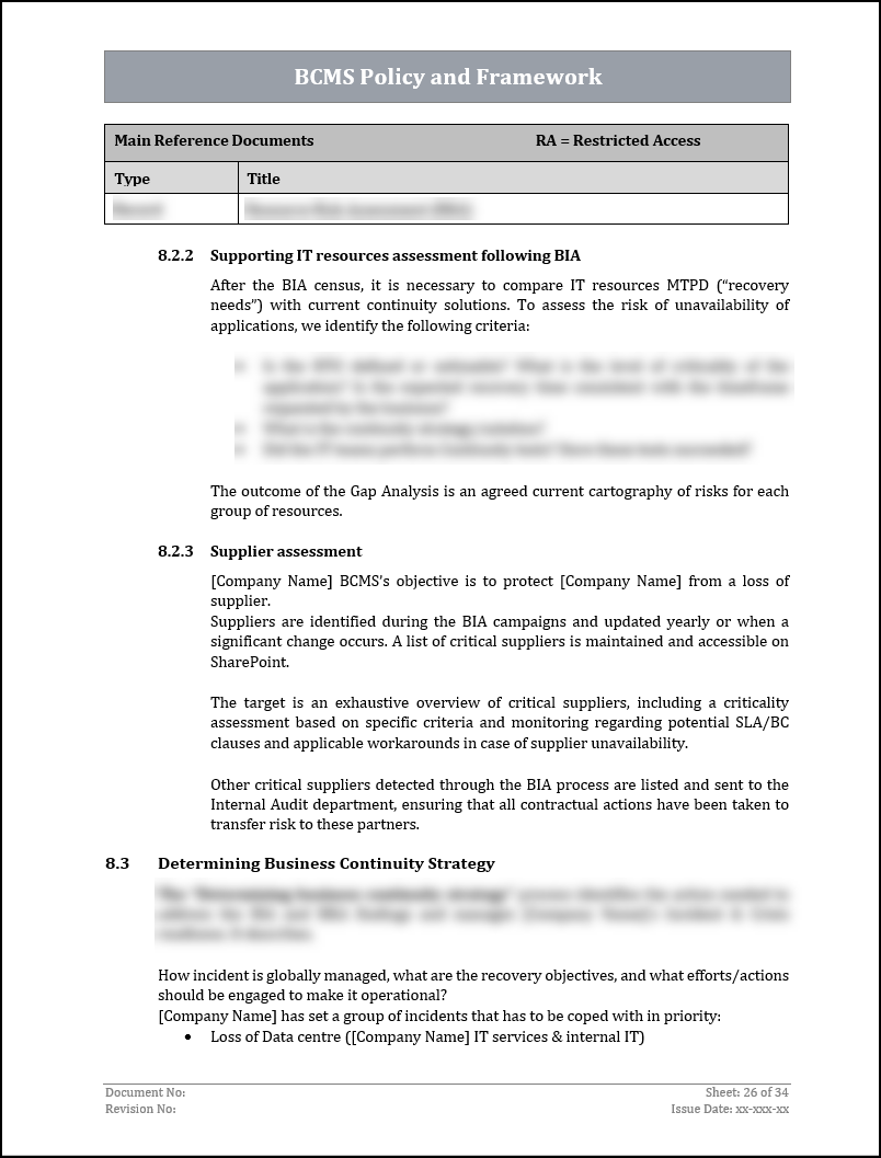 ISO 22301 Documentation Toolkit for Business Continuity