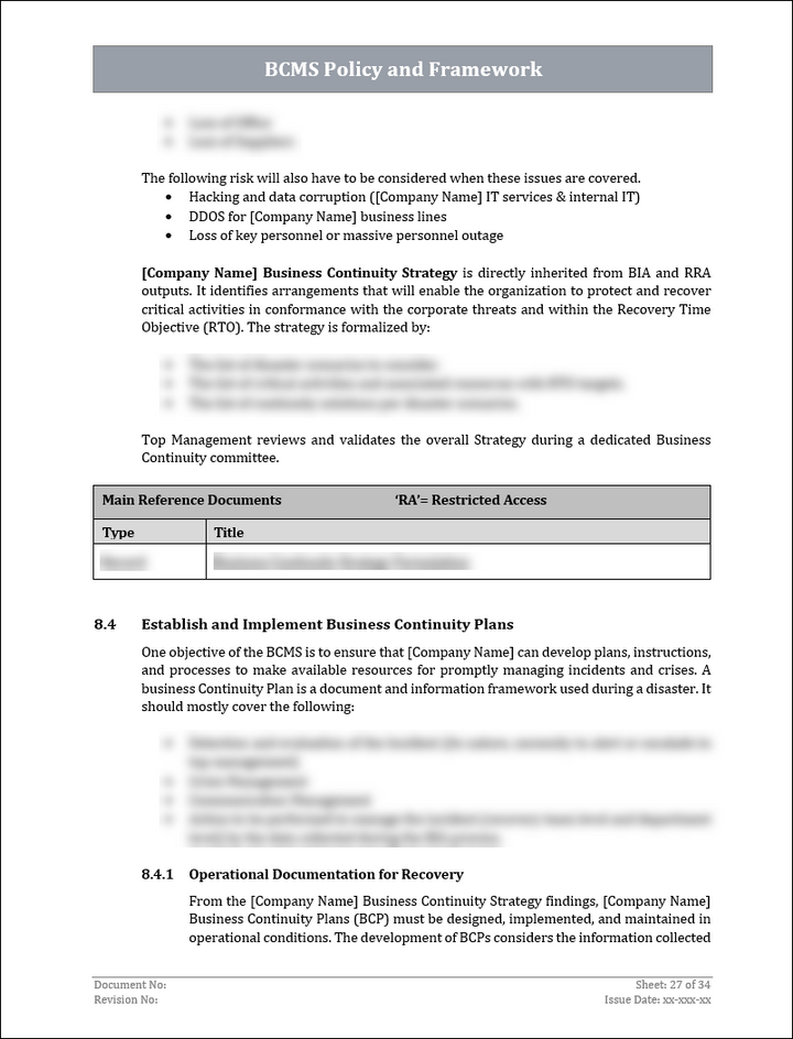 ISO 22301 Documentation Toolkit for Business Continuity