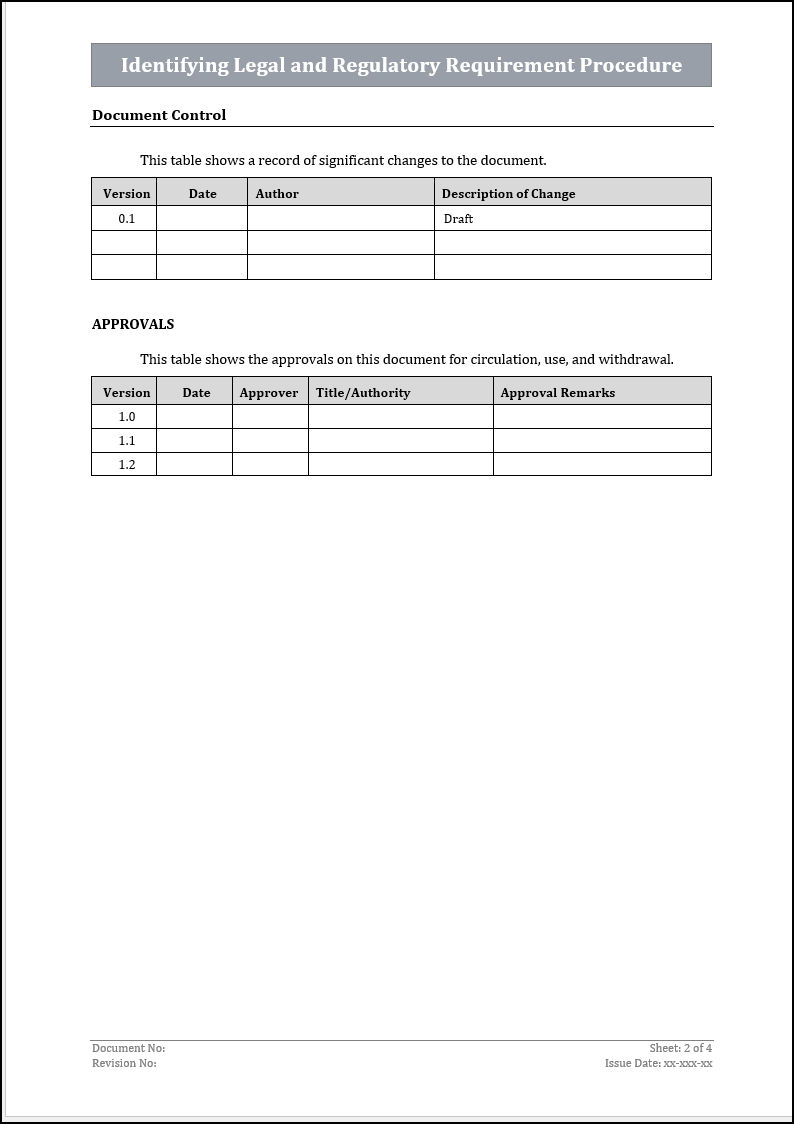 ISO 22301 Identifying Legal and Regulatory Requirements Procedure Template