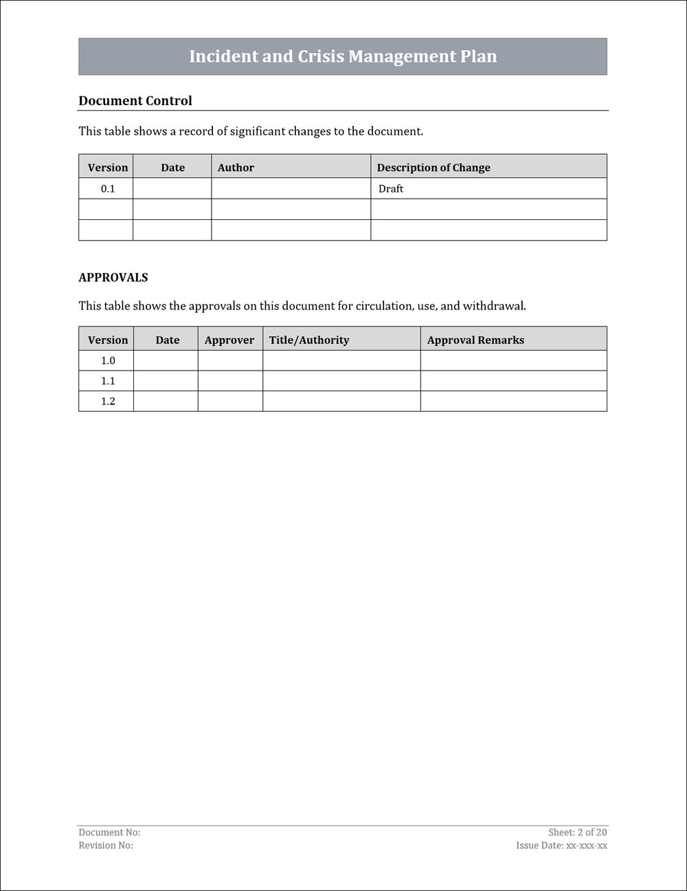 ISO 22301 Incident Management Plan