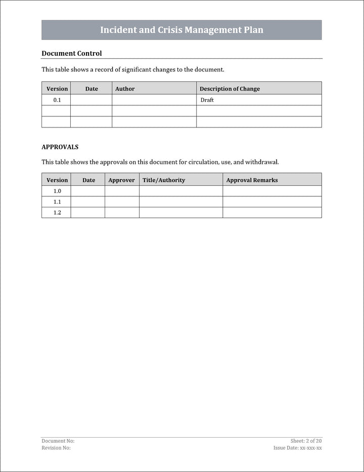 ISO 22301 Incident Management Plan