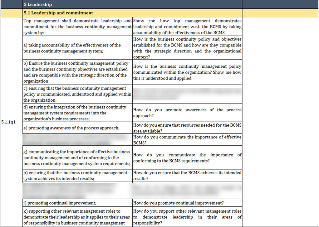 ISO 22301 Internal Audit Questionare 