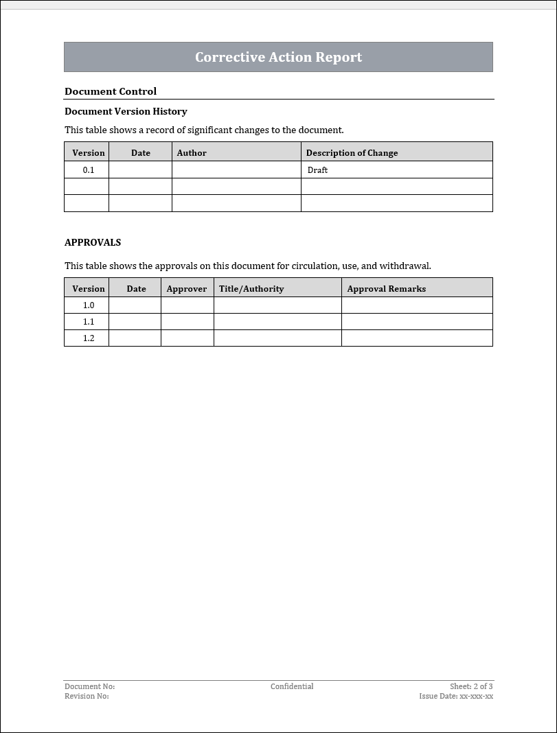 ISO 22301 Corrective Action Report 