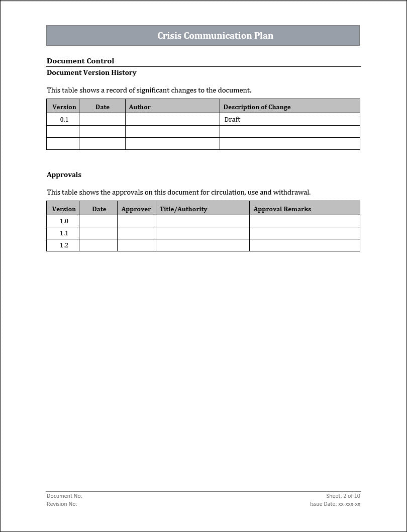 ISO 22301 Crisis Communication Plan Template