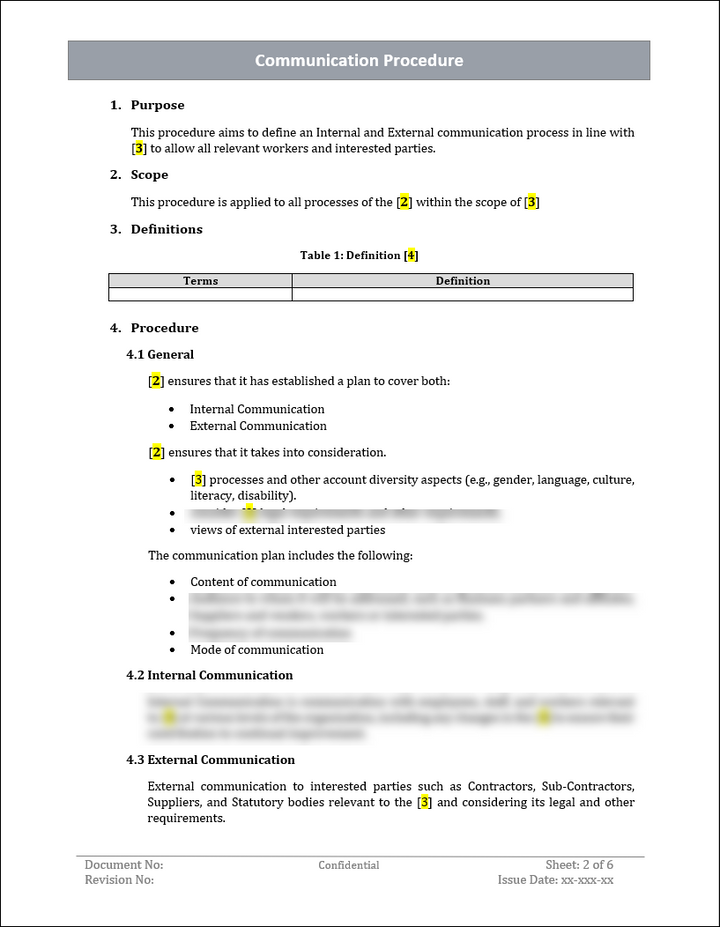 ISO 22301 Communication Procedure and Plan Template