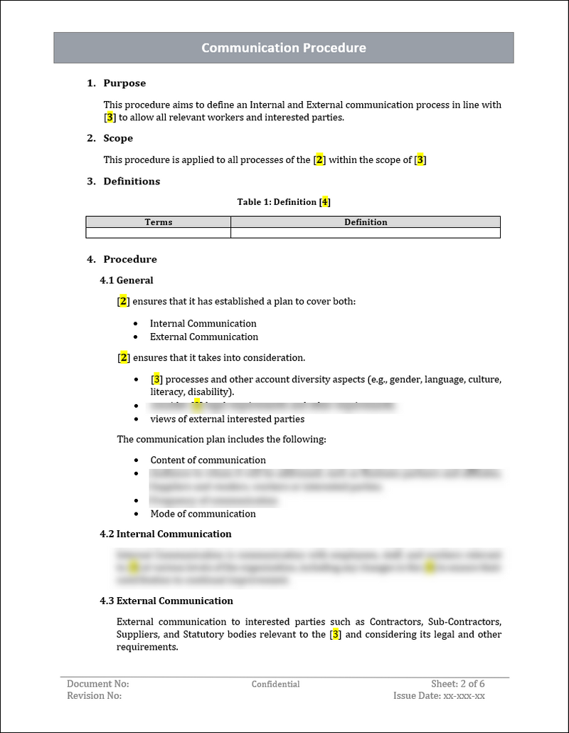 Communication Proc ISO 22301 Communication Procedure and Plan Template – ISO Templates and ...