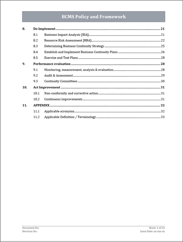 ISO 22301 Documentation Toolkit for Business Continuity