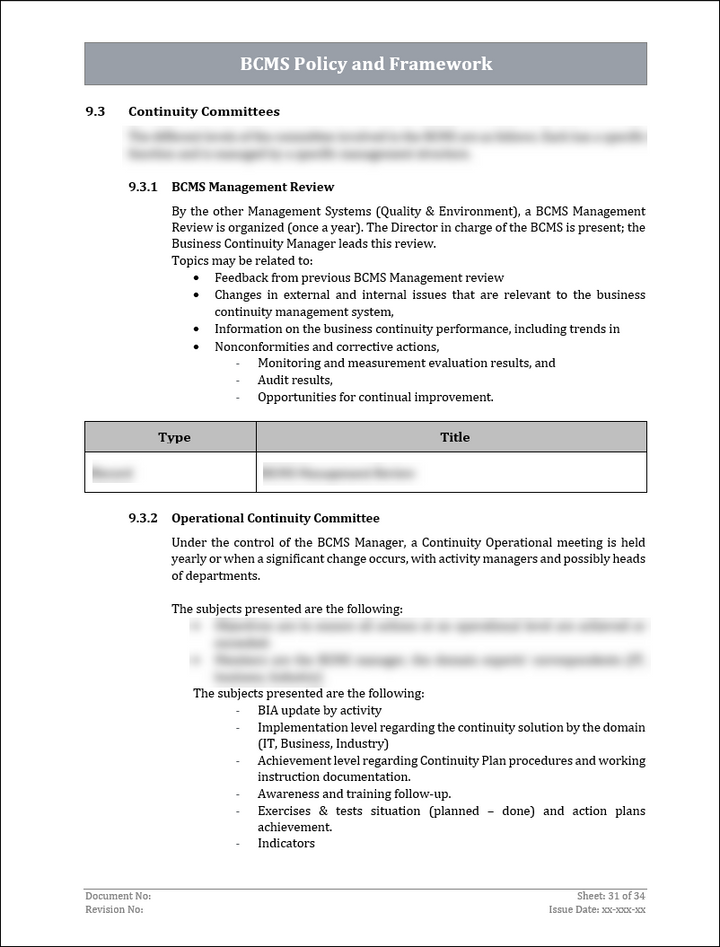 ISO 22301 Documentation Toolkit for Business Continuity